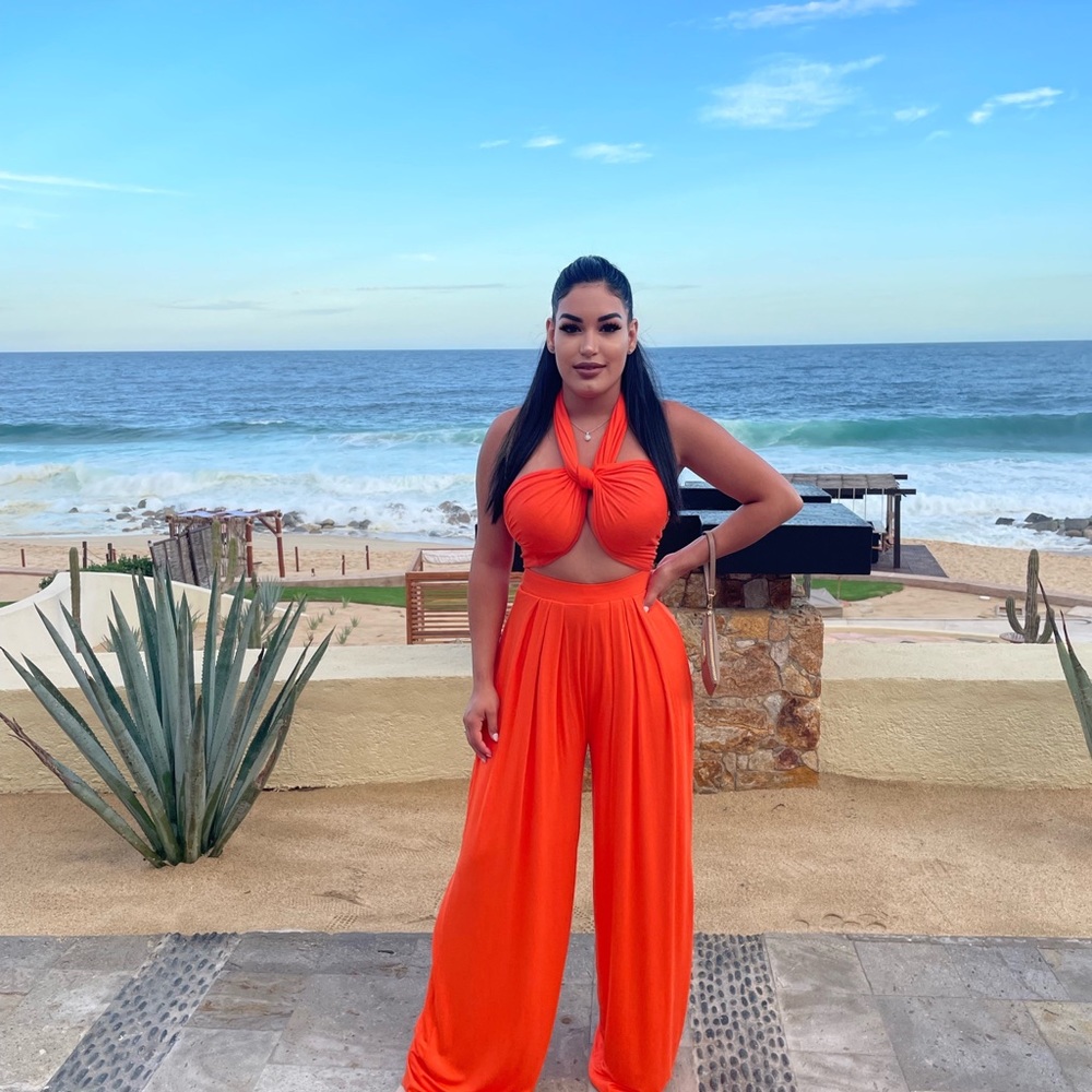 JLUXBASIX TANGERINE TORY TWO PIECE SET